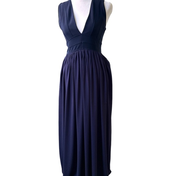 Lulu's Blue Pleated Backless Midi Gown - Picture 1 of 4
